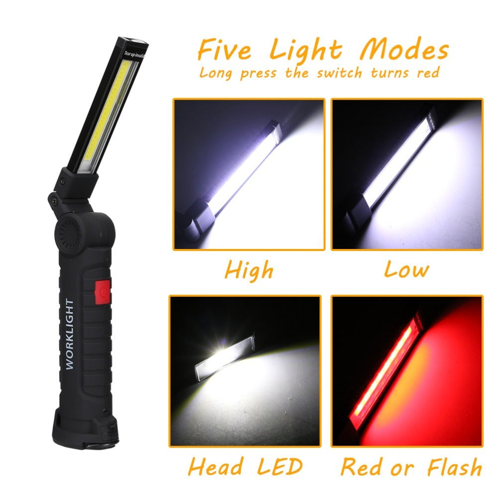 COB LED Tactical Flashlight USB Rechargeable Torch Waterproof Work Light Magnetic Lanterna Hanging Lamp For Night Lighting