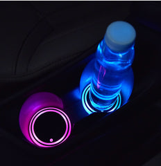 Colorful Cup Holder LED Light-up Coaster Solar & USB Charging Non-slip Coaster Ambient Light For Car Automatically