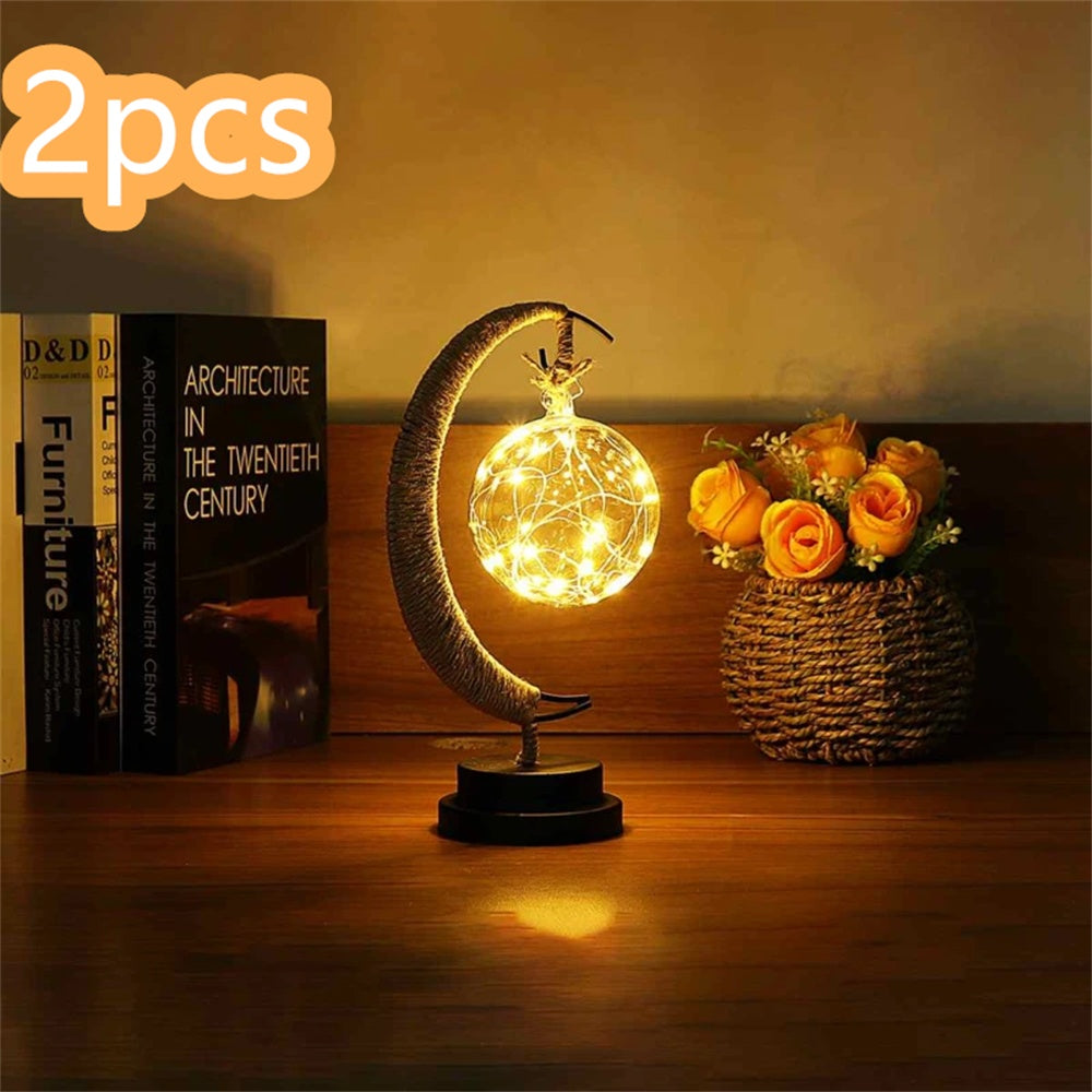 Led Moon Light Wrought Iron Ornament Light Star Shape Copper Wire Light Decorative Light USB Battery