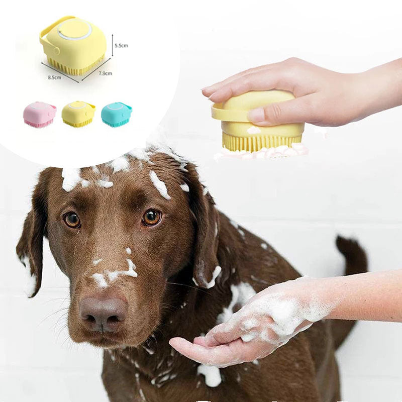 Silicone Dog Bath Massage Gloves Brush Pet Cat Bathroom Cleaning Tool Comb Brush For Dog Can Pour Shampoo Dog Grooming Supplies